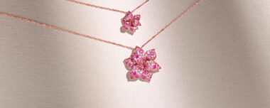 2 Mosaic Pink Sapphire and Diamond Flower Pendant in 14k Rose Gold (22 in). Eighty-seven round pink natural sapphires in various hues of pink (approx. 1.79 carats TW), are highlighted by 20 round natural diamonds (approx. .17 carat TW), in this stunning flower pendant. Crafted fromquality 14 karat rose gold