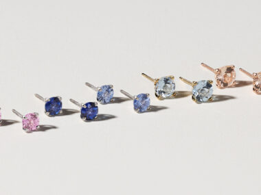 assorted stud earrings in many different colors and gemstones