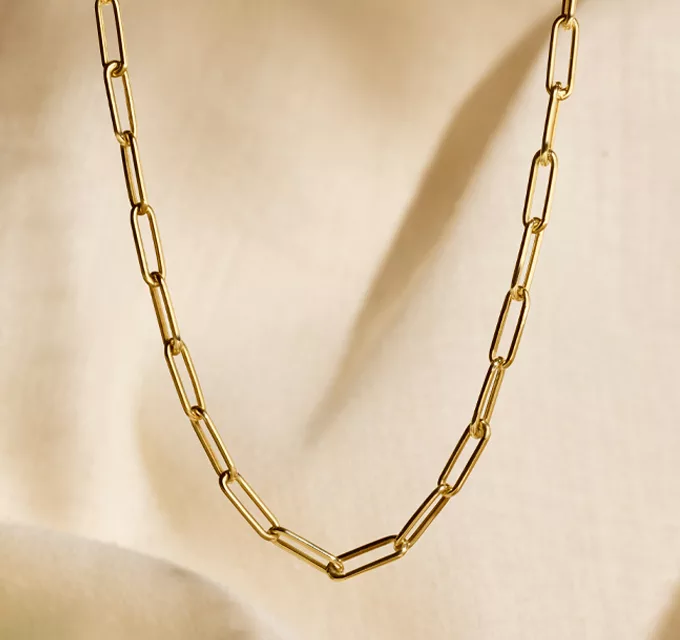 Cali Paperclip Chain Necklace (18 in). This stylish 14-karat yellow gold paperclip chain is perfect whether worn alone or with a favorite pendant. 14k yellow gold