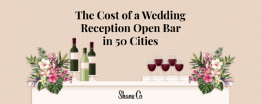 A header image for a blog about wedding reception open bar costs around the U.S.