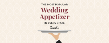 A header image for a blog about the most popular wedding appetizers in America.