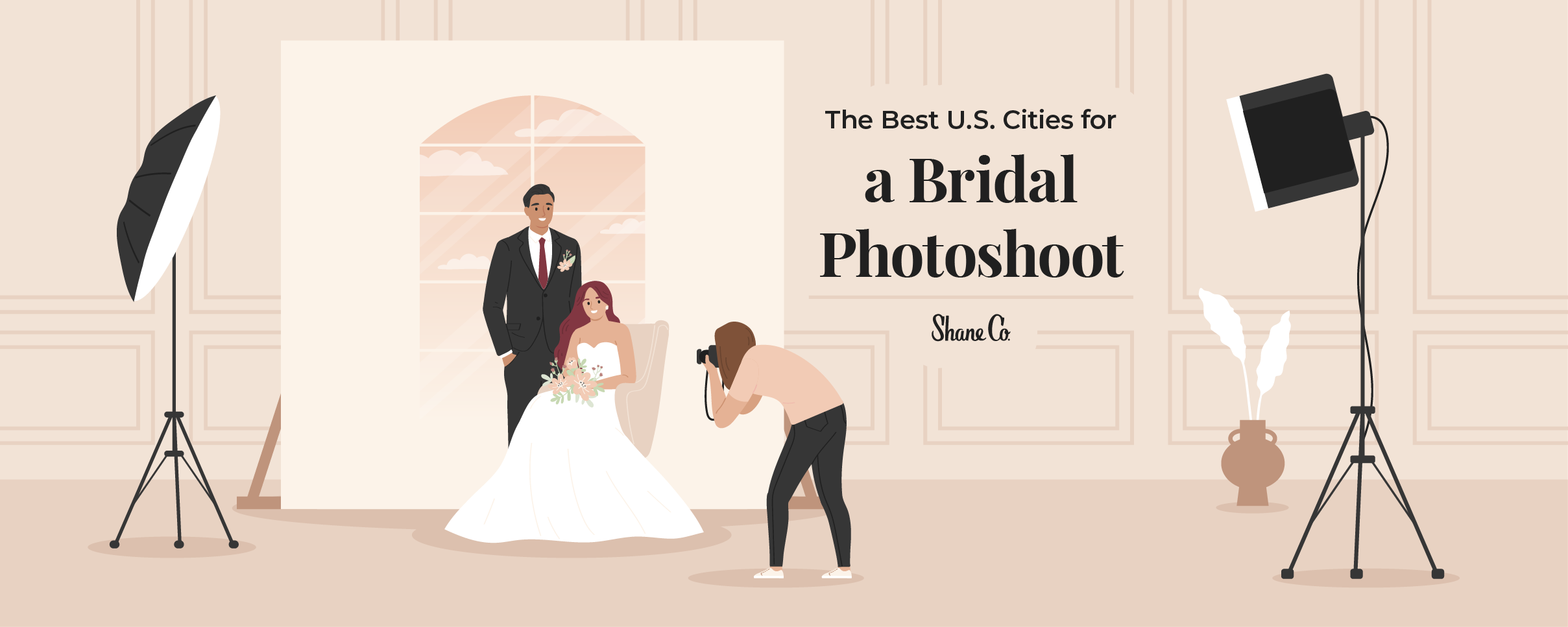 Title graphic for a blog about the best U.S. cities for a bridal photoshoot