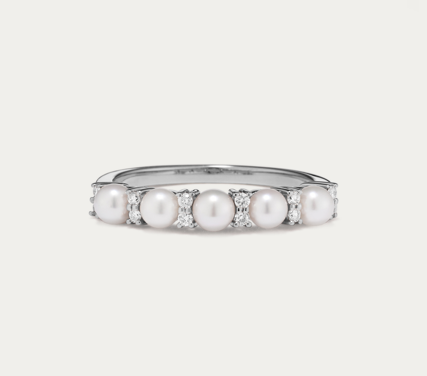 Annecy 3mm Cultured Akoya Pearl and Diamond Ring