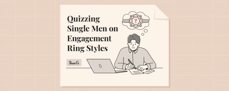 Title graphic for a blog about quizzing single men on engagement ring styles