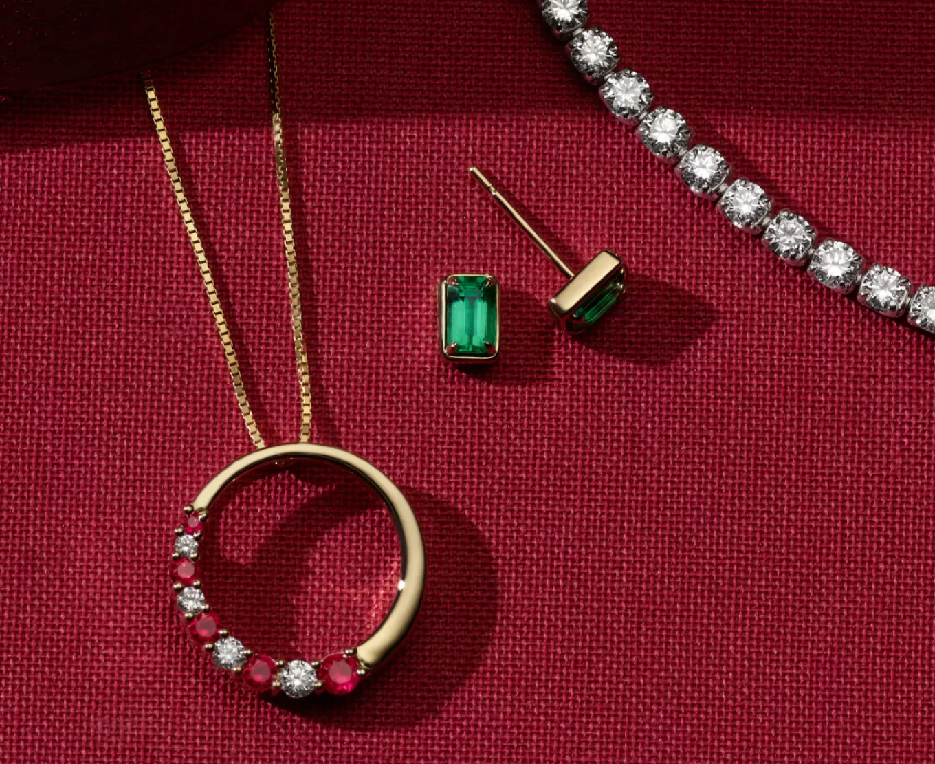 holiday jewelry, rubies and emeralds and gold