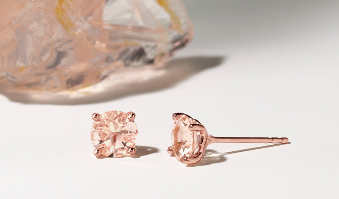 Round Natural Morganite Studs in 14k Rose Gold
These modern round natural morganite solitaire earrings have both beautiful quality and rich color. Our colorful gemstones are hand-selected by Tom Shane and then cut for maximum brilliance. The earrings are set in quality 14 karat rose gold basket settings with safety backs for added security.