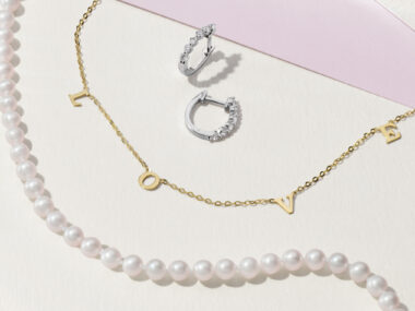 6mm Akoya Cultured Pearl Strand (16 in) This classic strand of pearls emanates style and elegance. Hand-matched for consistent color and satin luster this 16-inch strand is made from cultured akoya pearls measuring 6-6.5mm. This gorgeous strand with good luster and some blemishes is secured by a 14 karat white gold clasp. Love Letter 14K Yellow Gold Necklace Four letters float along this 14-karat yellow gold cable chain necklace, spelling out the word ‘love.’ It makes a meaningful gift or a gorgeous daily accessory. Terra 0.25 tcw Diamond Oval Huggie Hoops A minimal yet secure single-prong setting showcases the gorgeous round shape and superior sparkle and fire of the natural diamonds in these oval huggie hoop earrings. Crafted in bright 14-karat white gold, a hinge back keeps these beauties secure.