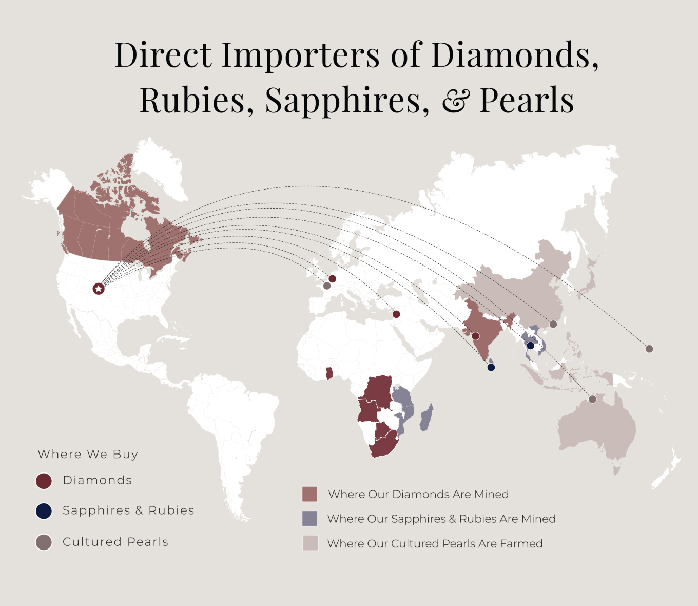 image showing Shane Co.'s direct sourcing of diamonds, rubies, sapphires and pearls. Directly diamond and gemstone importer