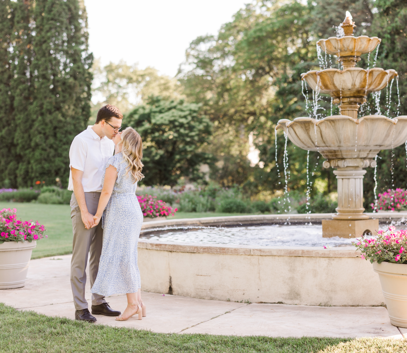 Couple kissing after proposal in Minneapolis