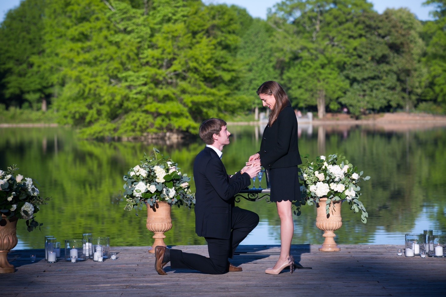 Couple mid proposal in Atlanta Georgia