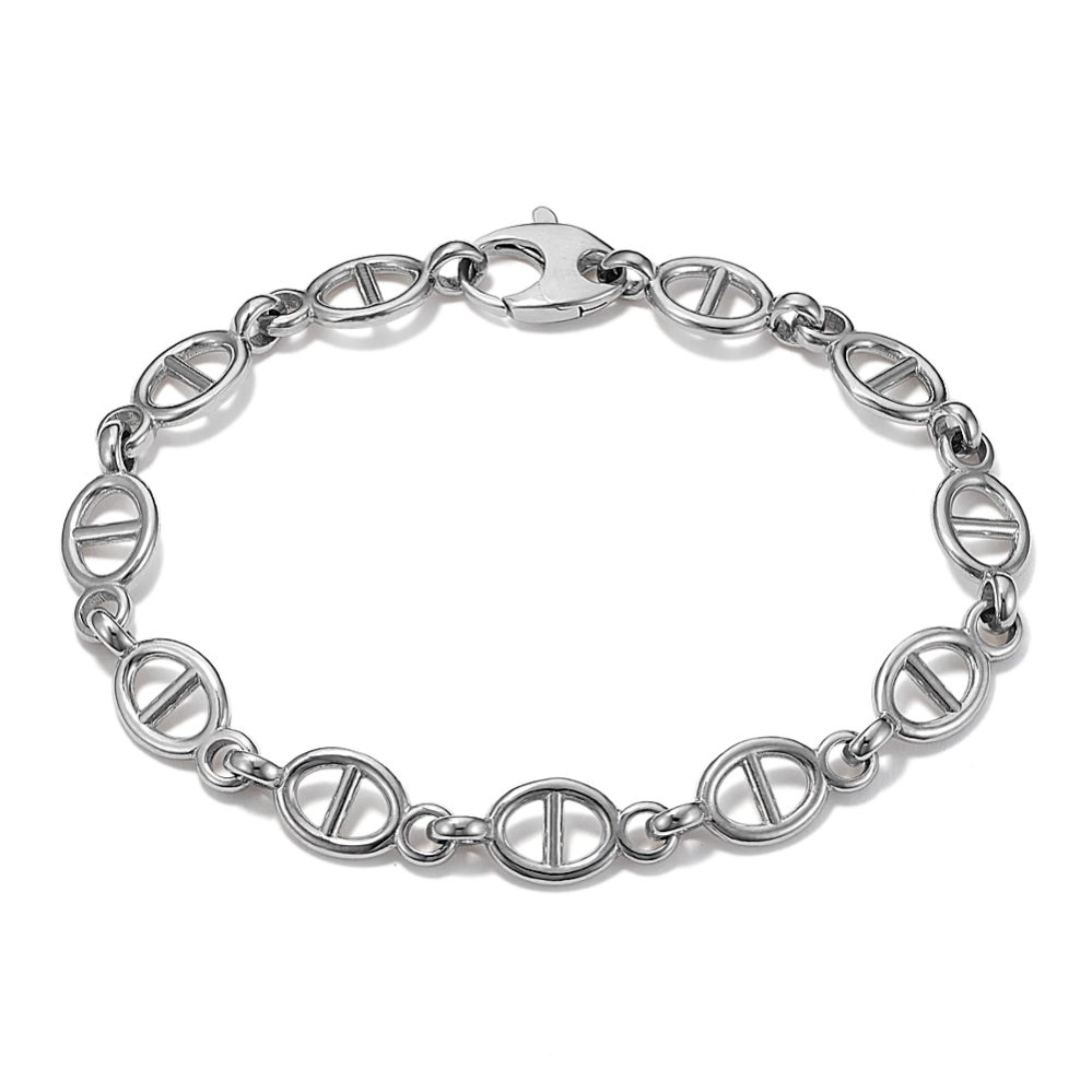 7in Sterling Silver Mariner Chain Bracelet This mariner chain bracelet makes a great daily accessory. It's bold enough to wear on its own or layer with other bracelets. It’s crafted in quality sterling silver with a secure lobster clasp for worry-free wear. 7-inch mariner chain bracelet Approx. 8.4mm width Lobster clasp Sterling silver