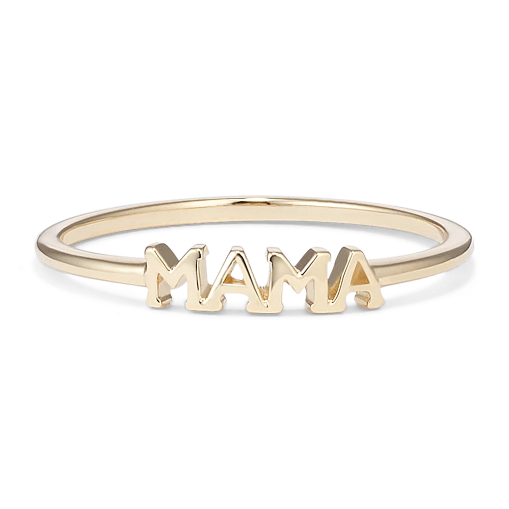 14K Yellow Gold Mama Ring Celebrate motherhood with this meaningful 14-karat yellow gold ring. It makes a beautiful daily accessory or a great gift for a new mom. 14k yellow gold Approx. 1mm band width Engravable and resizable