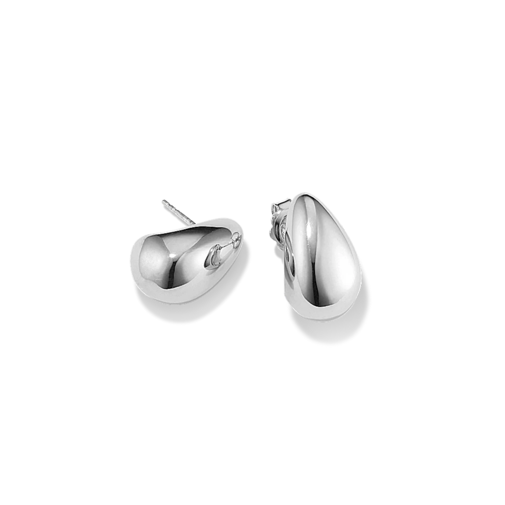 Sterling Silver Teardrop Earrings These sterling silver teardrop earrings feature a bold yet minimal design that is perfect for daily wear. A friction back keeps them secure while still being comfortable. Approx. 1 and 1/8-inch earring length Friction back Sterling silver